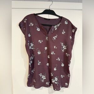 Paper Moon Split Neck Mixed Media Top